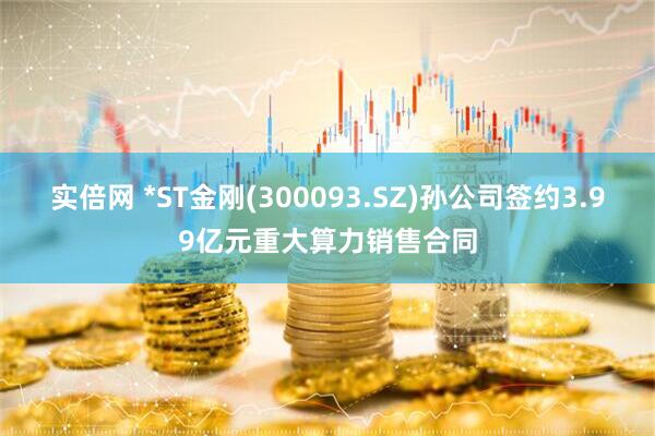 实倍网 *ST金刚(300093.SZ)孙公司签约3.99亿元重大算力销售合同